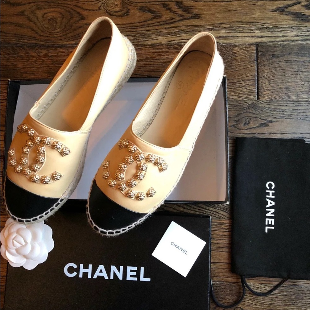 Chanel espadrilles camellia doble c size 7 71/2